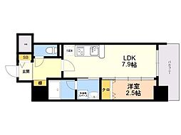 サニークレスト須崎町 1LDKの間取図画像