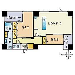 ロイヤルパークス大名 2LDKの間取図画像