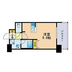 エンクレストベイ天神EAST ワンルームの間取図画像