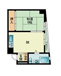 102大稲マンション 1DKの間取図画像