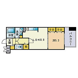 ディー・ウイングタワー 1LDKの間取図画像