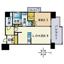 クリオラベルヴィ赤坂 1LDKの間取図画像