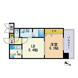 レジディア天神 1LDKの間取図画像
