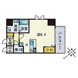 アーバンフラッツ天神東1 ワンルームの間取図画像