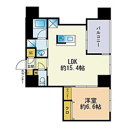 ロイヤルパークス大名 1LDKの間取図画像