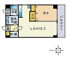 ベイシック大名 1LDKの間取図画像