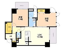 パティオ大手門 2LDKの間取図画像