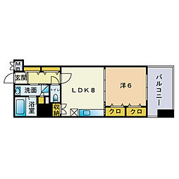 ディー・ウイングタワー 1LDKの間取図画像