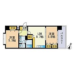 グランパーク天神 2LDKの間取図画像