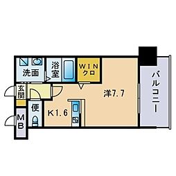 エンクレストベイ天神東2 1Kの間取図画像