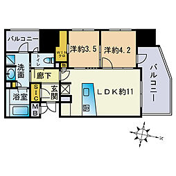 プレミスト赤坂けやき通り 2LDKの間取図画像
