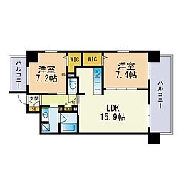 プランドール赤坂 2LDKの間取図画像