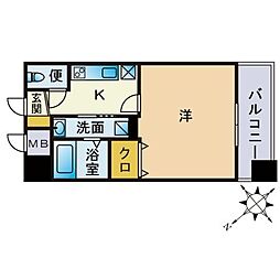 DSTOWER大博通り 1Kの間取図画像