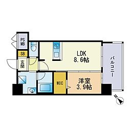 エンクレスト天神サイド 1LDKの間取図画像
