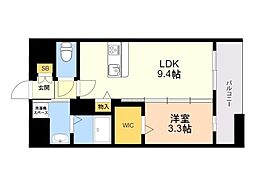 VALENTIA天神東 1LDKの間取図画像
