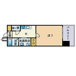 サヴォイ天神スクワイヤー 1Kの間取図画像
