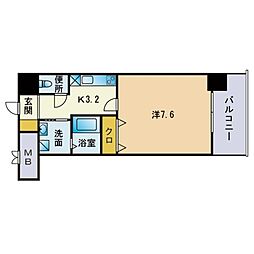 アクタス西公園アーバル 1Kの間取図画像