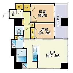 ロイヤルパークス大名 2LDKの間取図画像