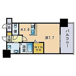 エンクレストベイ天神東2 1Kの間取図画像