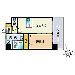 ニューリバー大名 1LDKの間取図画像