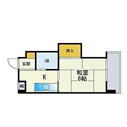 プレアール対馬小路 ワンルームの間取図画像