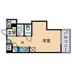 プレアール対馬小路 1Kの間取図画像