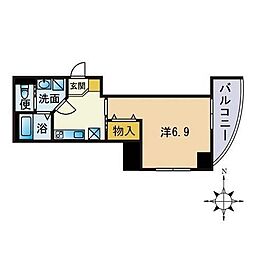 クロスステージ大濠公園 1Kの間取図画像