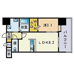 エンクレストベイ天神東2 1LDKの間取図画像