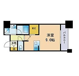 エンクレスト呉服町 ワンルームの間取図画像