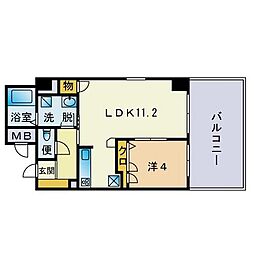 メルヴェイユ大名 1LDKの間取図画像