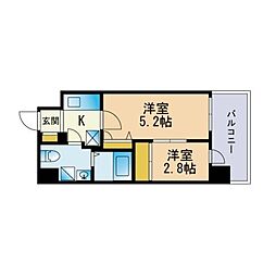 グランフォーレ呉服町 2Kの間取図画像