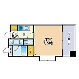パリス大濠ベイタウン 1Kの間取図画像