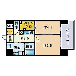 グランバーグ博多 2Kの間取図画像