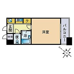 ピュアドームプログレッソ天神 1Kの間取図画像