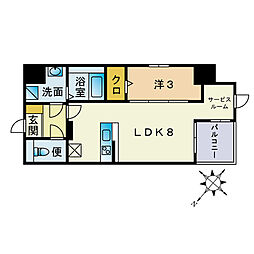 ウェルス古門戸 1SLDKの間取図画像