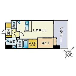 モントーレセントラルベイスタイル 1LDKの間取図画像