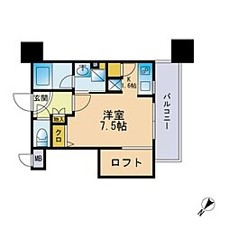 アクタス天神北 1Kの間取図画像