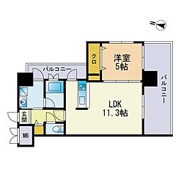 エンクレスト大手門3 1LDKの間取図画像