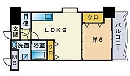 ロイヤル天神東104 1LDKの間取図画像
