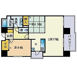 Grace大手門 2LDKの間取図画像
