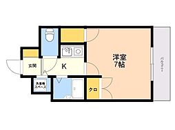 シャトレ21大手門 1Kの間取図画像