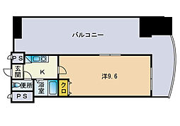 アリビオ天神東 1Kの間取図画像