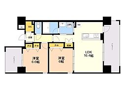 福岡市中央区今泉2丁目マンション 2LDKの間取図画像