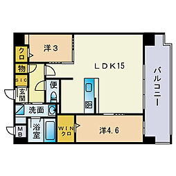 ウェルス天神南 2LDKの間取図画像