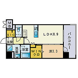 シーズンフラッツ平尾 1LDKの間取図画像