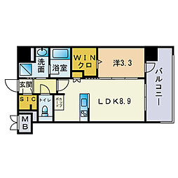 シーズンフラッツ平尾 1LDKの間取図画像