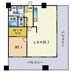 アトゥリエ薬院 1LDKの間取図画像