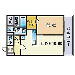 グーフィー平尾 1LDKの間取図画像