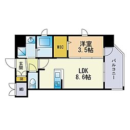 エンクレスト天神MODE 1LDKの間取図画像