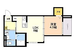 robot home 渡辺通 1LDKの間取図画像